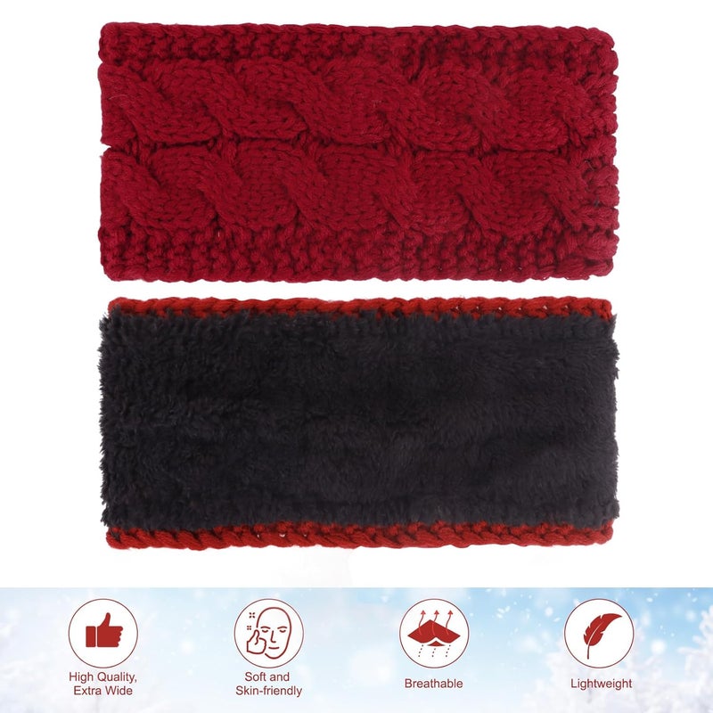 Cavetee Winter Headbands for Women, 4 Pieces Ear Muffs Crochet Soft Lined Elastic Ear Warmers for Women Christmas Gift - Image 4